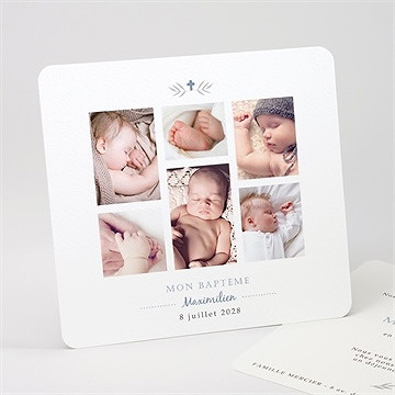 Faire-part de baptême mosaïque de photos