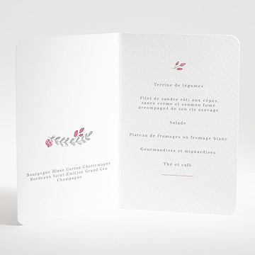 Menu baptême cadre de fleurs - Intérieur du menu