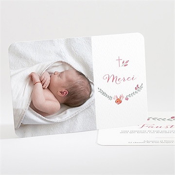 Remerciement baptême cadre de fleurs