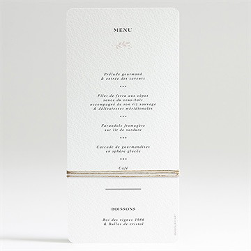 Menu mariage médaillon - Dos du menu