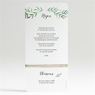 Menu mariage oui ! - Dos du menu