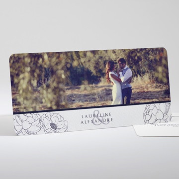 Remerciement mariage chic et moderne superposition