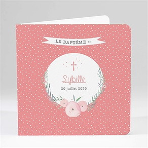 Faire-part de baptême motifs et fleurs