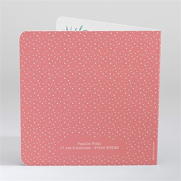 Faire-part de baptême motifs et fleurs - Dos du faire-part