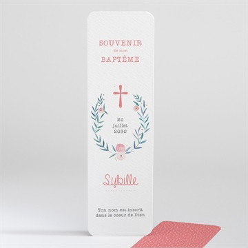 Signet baptême motifs et fleurs