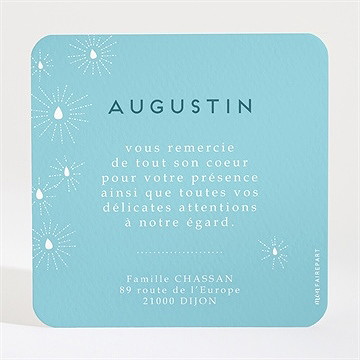 Remerciement baptême eau sacrée - Dos de la carte