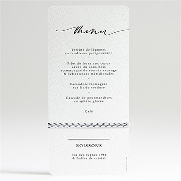 Menu mariage liés pour toujours - Dos du menu