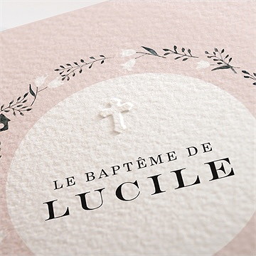 Faire-part de baptême croix couronnée - Détail du faire-part