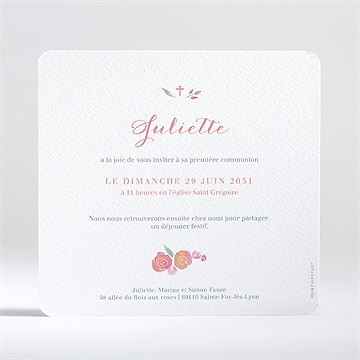Faire-part communion couronne aquarelle - Dos du faire-part