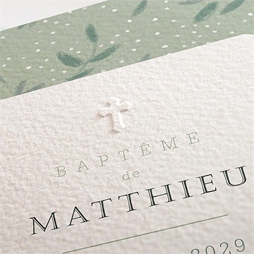 Faire-part de baptême gravure vintage - Détail du faire-part