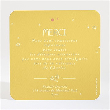 Remerciement naissance en jaune toute! - Dos de la carte