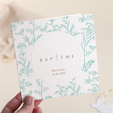 Faire-part de baptême gravure en rond