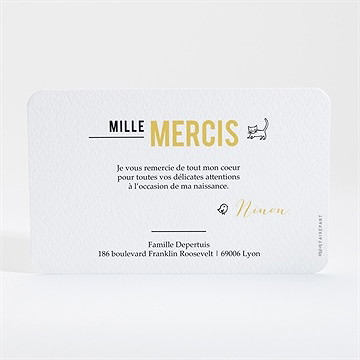 Remerciement naissance animaux graphiques - Dos de la carte