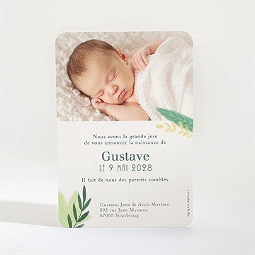 Faire-part naissance annonce tout en végétal - Dos du faire-part