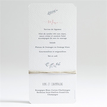 Menu baptême enfant bercé de tendresse - Dos du menu