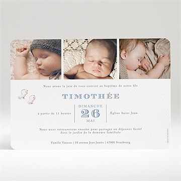 Faire-part de baptême illustration animaux - Dos du faire-part