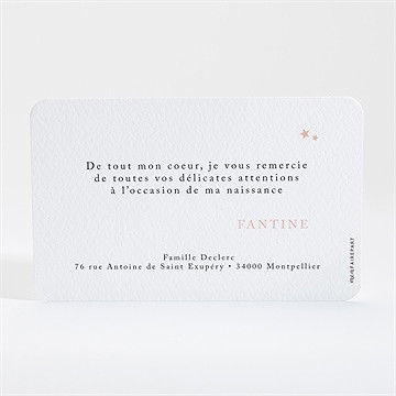Remerciement naissance bienvenue ! - Dos de la carte