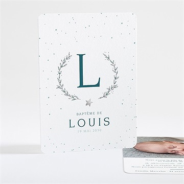 Faire-part de baptême initiale argentée