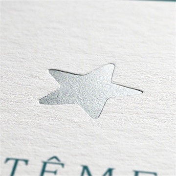 Faire-part de baptême initiale argentée - Marquage à chaud ARGENT