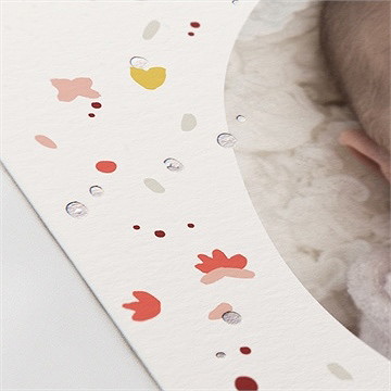 Faire-part de baptême portrait en tourbillon - Marquage à chaud ARGENT