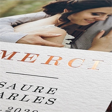 Remerciement mariage vous dire merci - Marquage à chaud CUIVRE