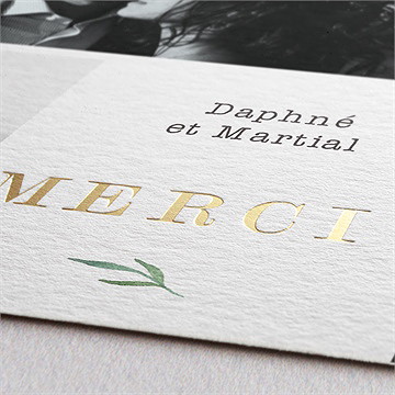 Remerciement mariage oui ! dorure - Marquage à chaud OR