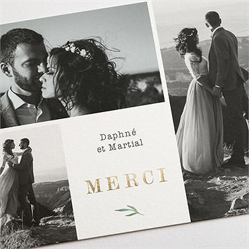 Remerciement mariage oui ! dorure - Détail de la carte