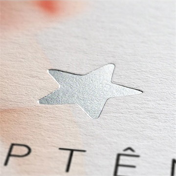 Faire-part de baptême portrait étoilé - Marquage à chaud ARGENT