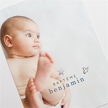 Faire-part de baptême portrait étoilé - Détail du faire-part