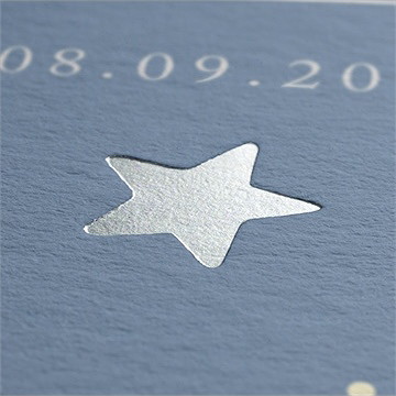 Faire-part naissance bleu givré - Marquage à chaud ARGENT