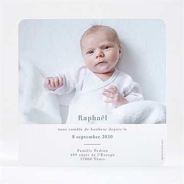 Faire-part naissance bleu givré - Dos du faire-part