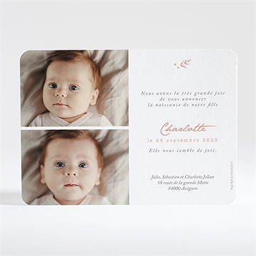 Faire-part naissance végétation copper - Dos du faire-part