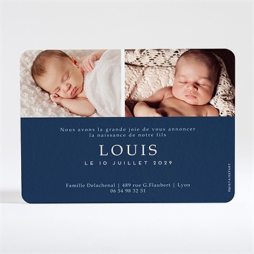 Faire-part naissance feuilles d'argent - Dos du faire-part