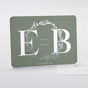 Faire-part mariage feuillage d'argent