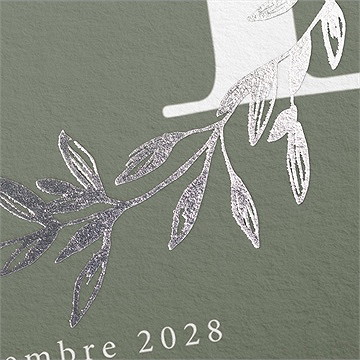 Faire-part mariage feuillage d'argent - Marquage à chaud ARGENT