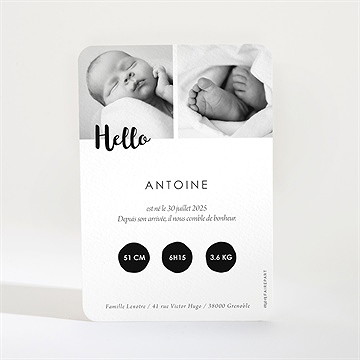 Faire-part naissance hello little boy - Dos du faire-part