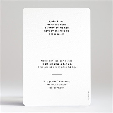 Faire-part naissance il est né! - Dos du faire-part