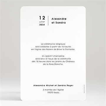 Faire-part mariage tendresse - Dos du faire-part