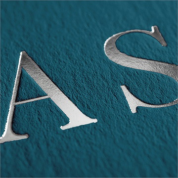 Faire-part mariage bleu minimaliste - Marquage à chaud ARGENT