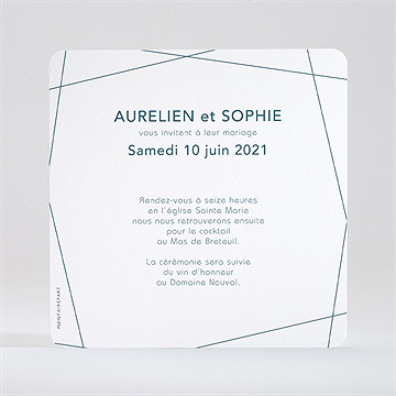 Faire-part mariage bleu minimaliste - Dos du faire-part