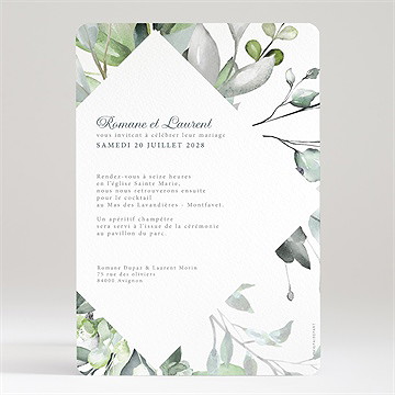 Faire-part mariage composition florale - Dos du faire-part