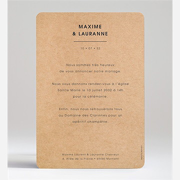 Faire-part mariage amour ! - Dos du faire-part