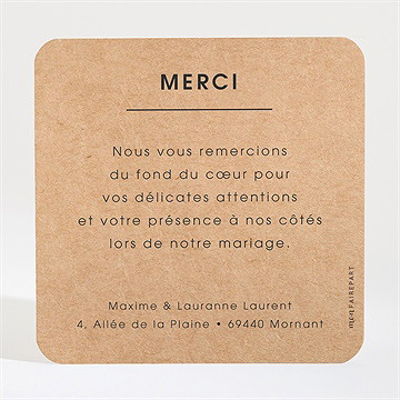 Remerciement mariage amour ! - Dos de la carte