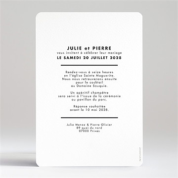 Faire-part mariage love gravure - Dos du faire-part