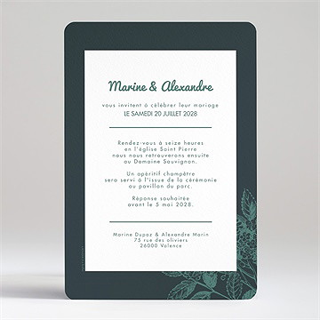 Faire-part mariage save the date gravure - Dos du faire-part