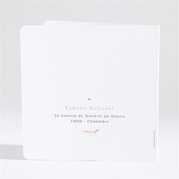 Faire-part naissance cuivre et aquarelle - Dos du faire-part