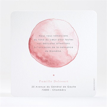 Remerciement naissance cuivre et aquarelle - Dos de la carte