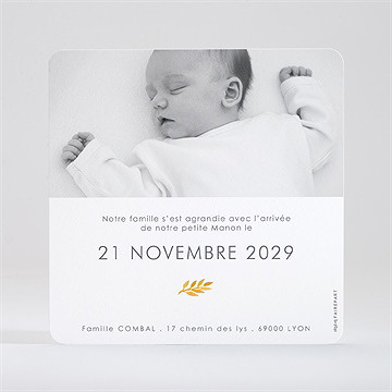 Faire-part naissance subtil rouge gorge - Dos du faire-part