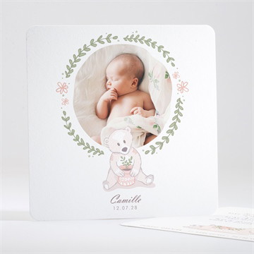 Faire-part naissance tendre nounours