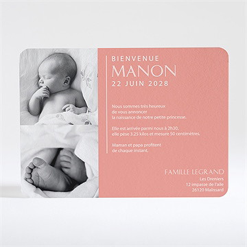 Faire-part naissance sobre et chic - Dos du faire-part